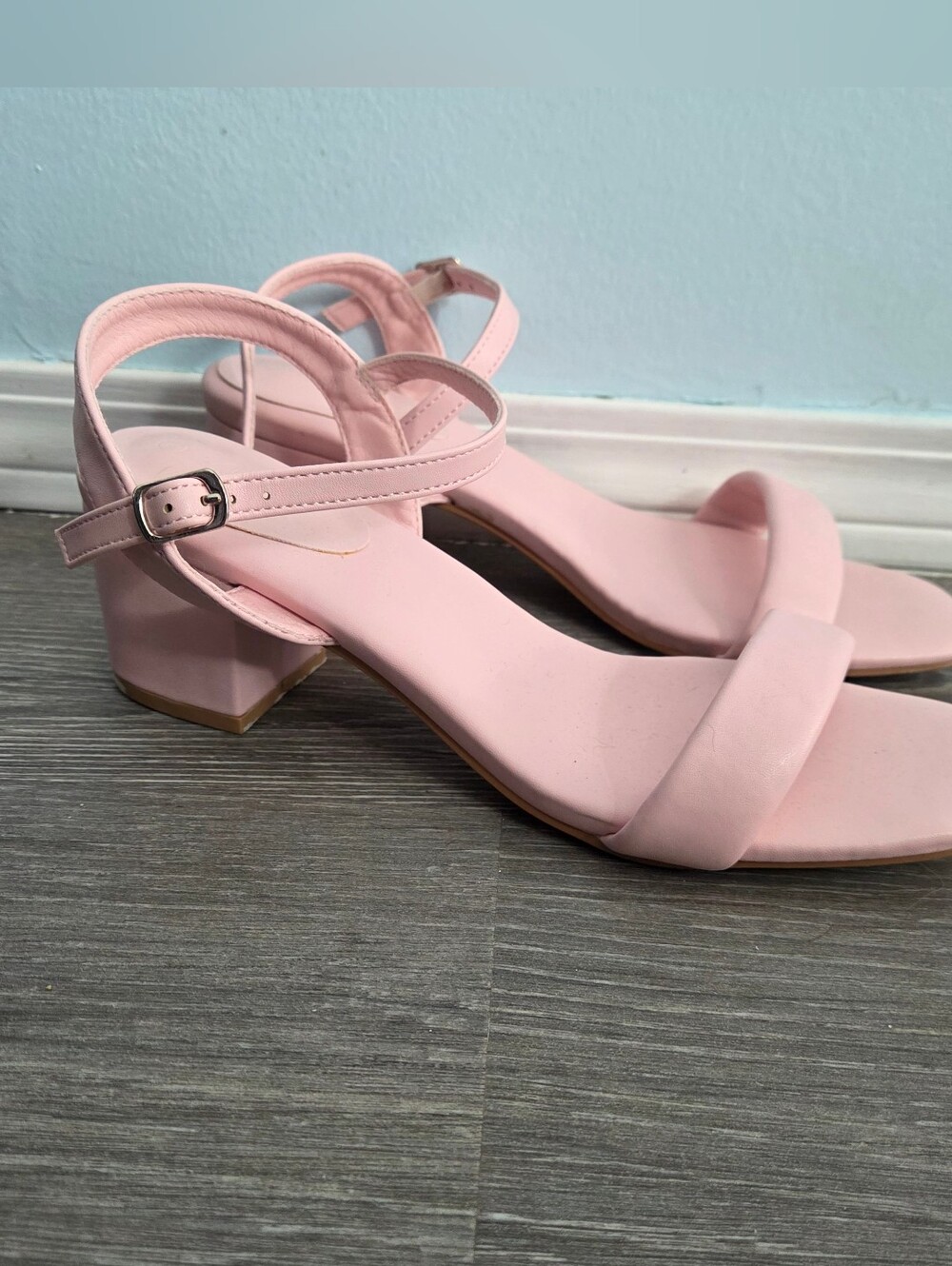 Ardene Blush Pink Block Heel Ankle-Strap Sandals